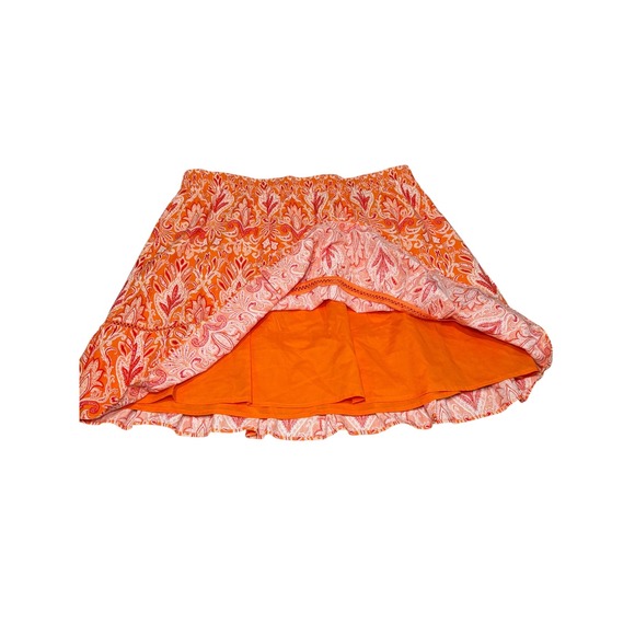 LOFT NWT Orange Paisley Bandana Print Cotton Blend Lined Skirt XL Summer $70 - Picture 3 of 9